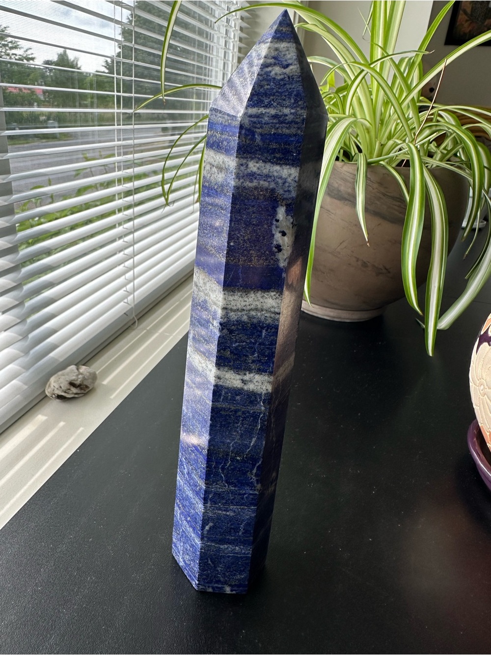Lapis Lazuli Pointed Crystal Tower - Blue & White Banding